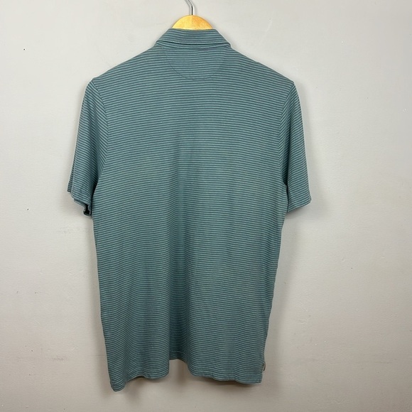 Faherty Isle Feeder Stripe Short Sleeve Polo Shirt In Navy/ Teal Sz L - Picture 4 of 8